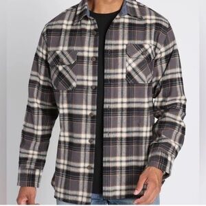 Jachs Men’s Plaid Heritage Heavy Flannel Long Sleeve Button Up Shirt Gray Sz M